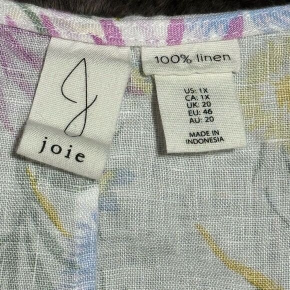 Joie Women 1X Linen Floral Pastel cap Flutter Sleeve Shift Dress - Picture 3 of 8